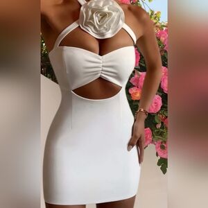Elegant White Halter Dress